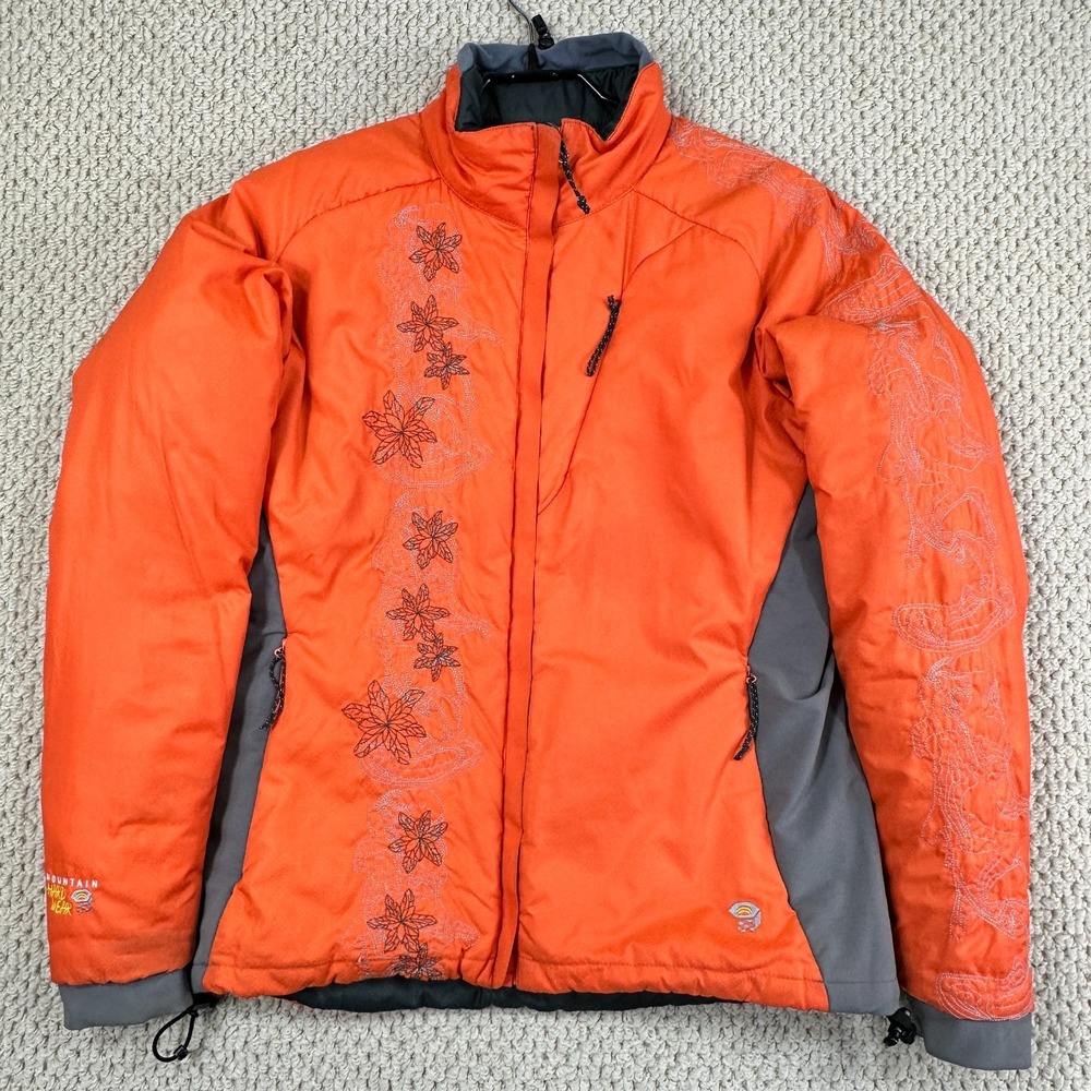 Mountain Hardwear Reversible Jacket Womens M Gray/Orange Primaloft Full Zip Coat